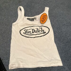 Vintage Von Dutch White Tank with Logo
